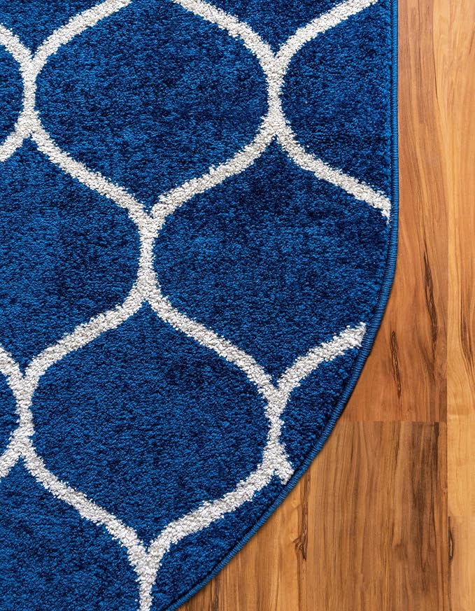 Rugs.com Lattice Frieze Collection Rug – 5' x 8' Oval Navy Blue Medium Rug - Image 8