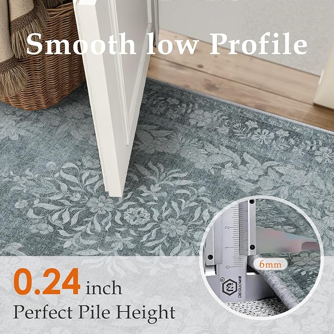 8x10 Area Rug Gray Washable Vintage Distressed Living Room Carpet Large Bedroom - Image 3