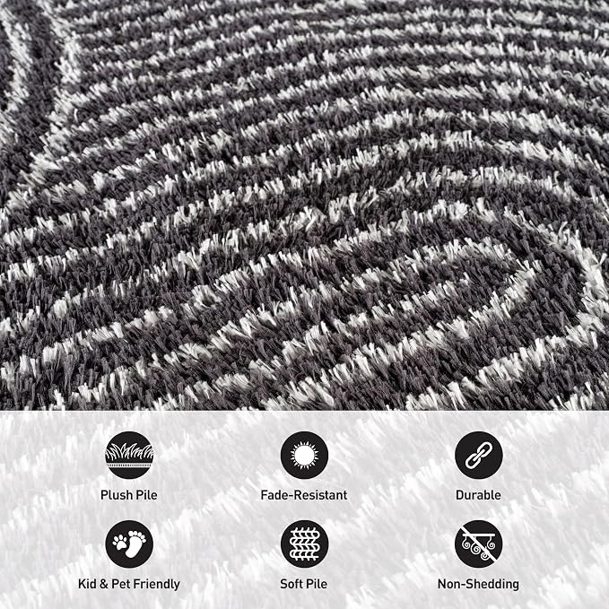 Rugshop Circles Arch Shag Area Rug Anthracite Dark Gray 4' x 6' Ideal - Image 5