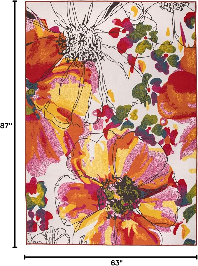 Rugshop Modern Bright Flowers Non-Slip Area Rug 5 X 7 Multi - Image 2
