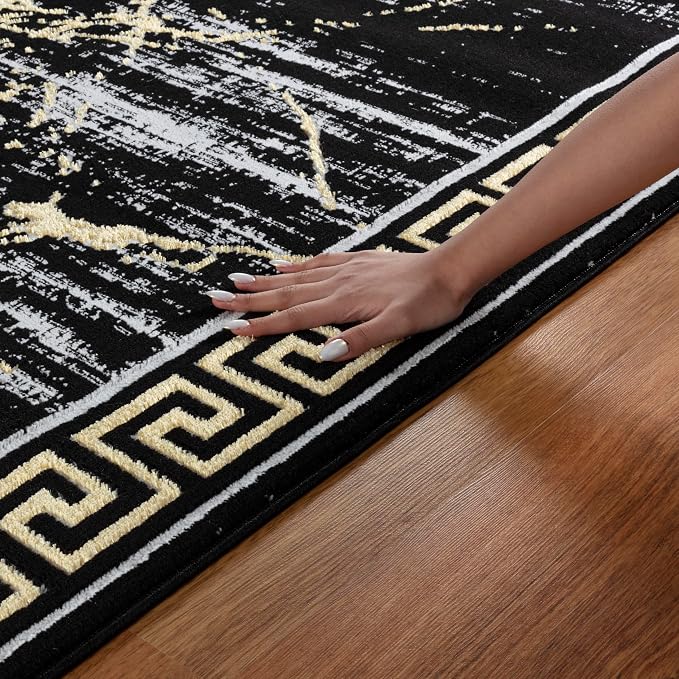 GLORY RUGS Area Rugs Marble 8x10 Black Gold Carpet Modern Abstract Rug Living - Image 6