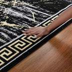 GLORY RUGS Area Rugs Marble 5X7 Black Gold Carpet Modern Abstract Rug Living - Image 6
