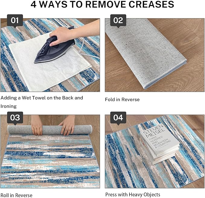 Modern Abstract 6x9 Machine Washable Living Room Rug Non-Slip Soft Bedroom Area - Image 4