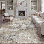 6x9 Abstract Area Rug Brown Washable Modern Neutral Living Room Carpet Non Slip - Image 6