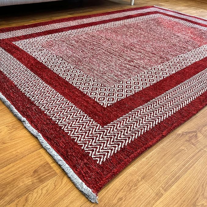 Alfa Rich 7x10 Red Burgundy Washable Area Rugs - Image 2