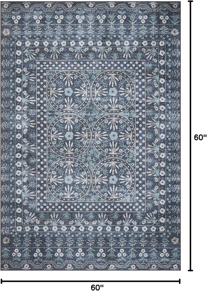 Loloi Rifle Paper Co. Maison Collection MAO-03 Rosette Blue 5'-0" x 5'-0" - Image 2