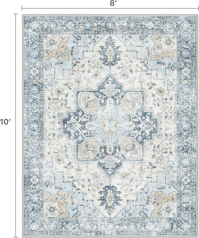 8x10 Area Rugs for Living Room, Machine Washable Non Slip Vintage Rugs - Image 2