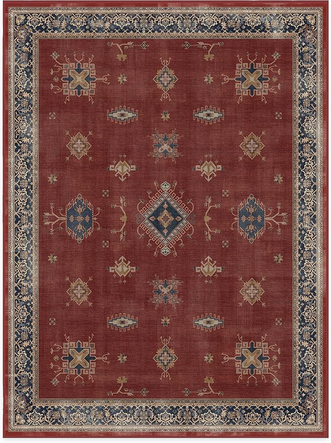 RUGGABLE Washable Vintage Area Rug – Verena Amber Red 9x12, Stain-Resistant - Image 3