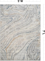 Rugshop Marble Swirl Distressed Gray Area Rug 5' x 7' Ideal - Image 2