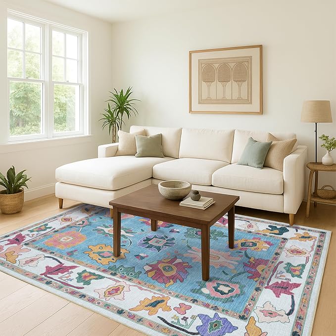 Fame Living Colorful Oushak Runner Rug, Modern Runners, Small Throw Rugs - Image 9