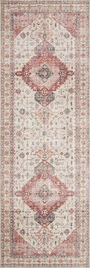 Loloi Skye Collection SKY-02 Ivory/Berry 6'-0" x 6'-0" Round Area Rug - Image 6