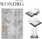 10x14 Washable Area Rug Grey Rust Abstract Living Room Bedroom Carpet Neutral - Image 2