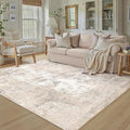 5x7 Washable Area Rug Beige Grey Abstract Living Room Bedroom Throw Rug Neutral by WondRg