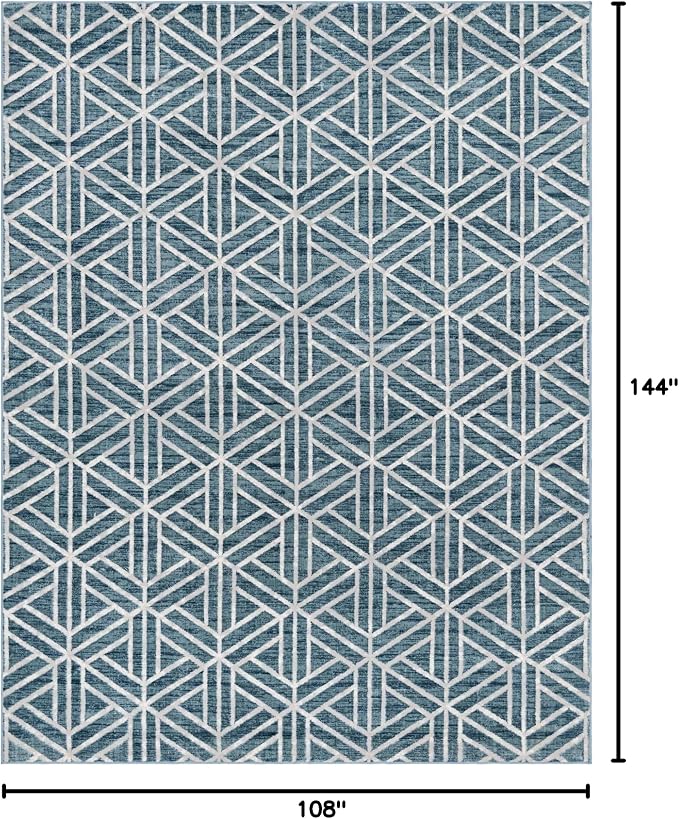 Rugs.com Lattice Trellis Collection Rug – 9' x 12' Blue Low-Pile Rug Perfect - Image 2