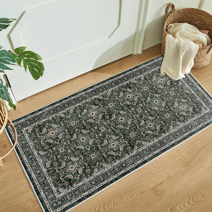 WITSHOCK Washable 2x4 Entryway Area Rug: Soft Non-Slip Backing Washable Rugs by WITSHOCK