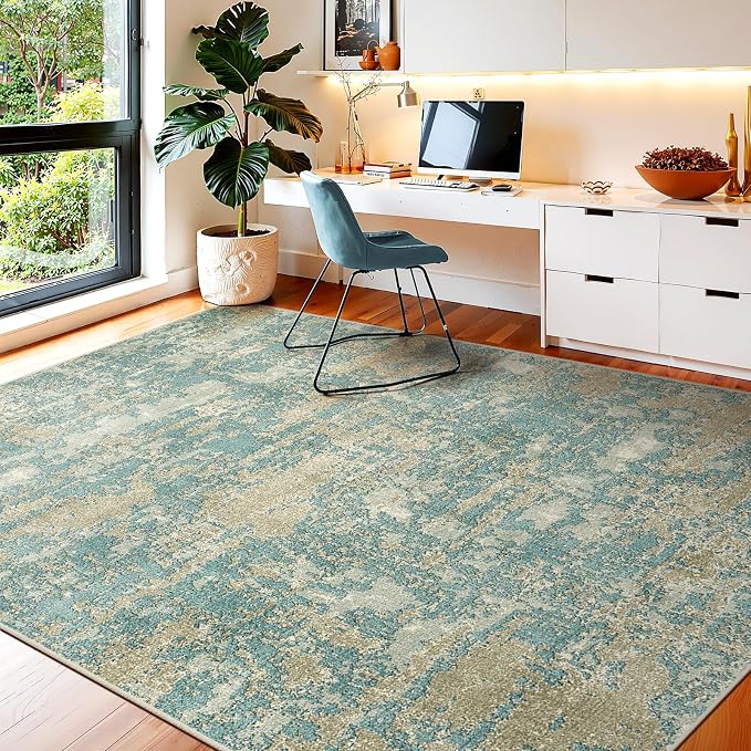 WITSHOCK Living Room Area Rugs 5x7：Modern Abstract Machine Washable Large Rug - Image 3