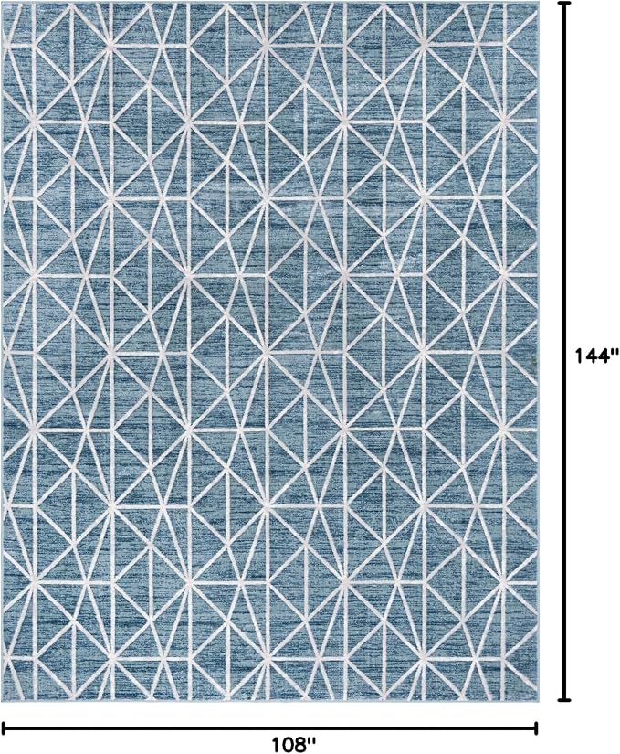 Rugs.com Lattice Trellis Collection Rug – 9' x 12' Blue Low-Pile Rug Perfect - Image 2