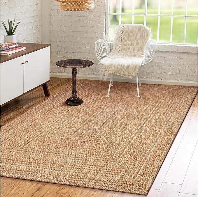 Handwoven Jute Rug for Home Décor, Boho Reversible Braided Carpet, Ethnic - Image 6