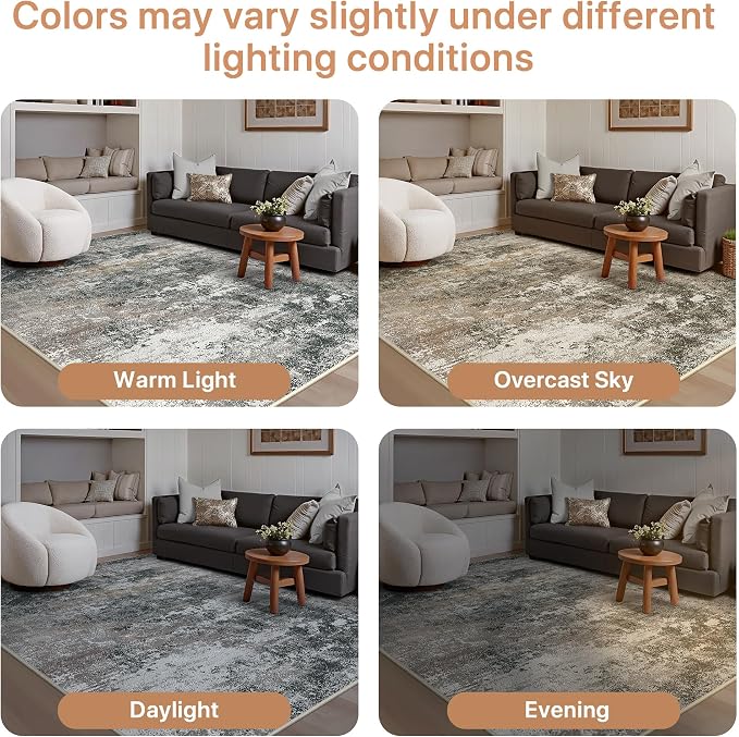 GENIMO Washable 6x9 Area Rugs for Living Room, Non Slip Modern Abstract Rug - Image 8
