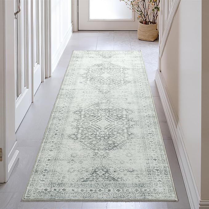 2x6 Area Rug, Boho Vintage Oriental Washable Rugs, Collapsible Area Rug by chunsemeiju