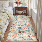 Floral Runner Rug 2x5 Washable Hallway Long Beige Bedroom Carpet Non Slip - Image 6