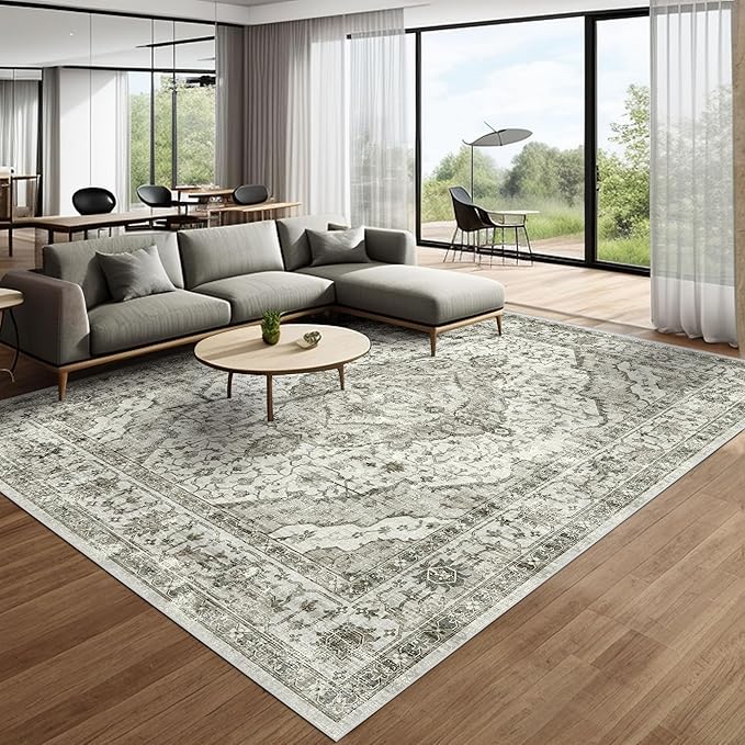 Deerly Boho Area Rug 9x12 Rugs for Living Room Distressed Area Rugs, Non Slip by Deerly
