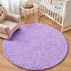 Andency Purple Round Area Rug for Bedroom, Shag Circle Rug 4'X4' for Room - Image 7