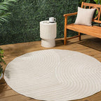 JONATHAN Y Hallie High-Low Curve Ivory/Cream 8' Round Indoor/Outdoor Area Rug by JONATHANY