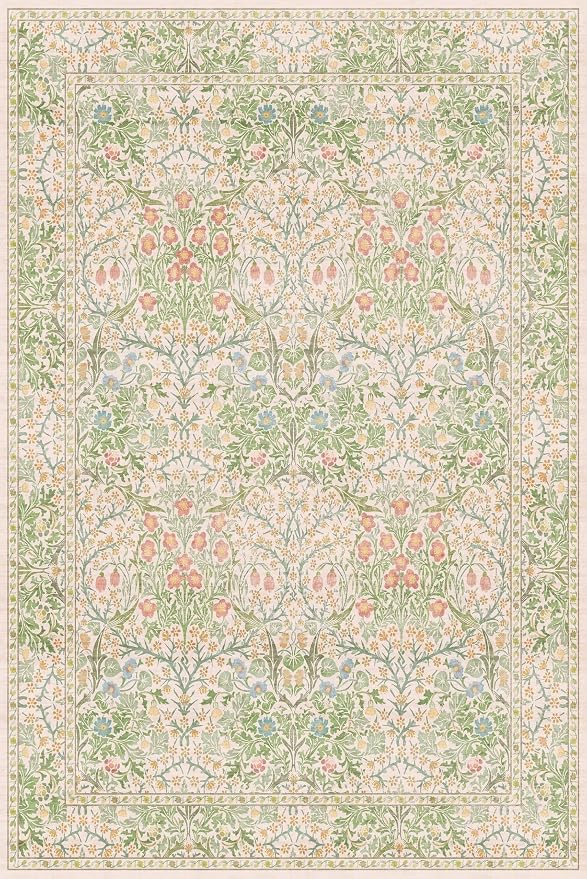 Light Beige Green Area Rugs for Dining Room, 6x9 Washable Area Rug for Bedroom - Image 2