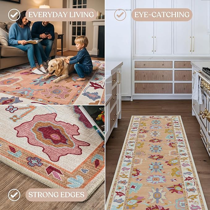 Fame Living Orange Oushak Rug, Modern Rugs, Small Throw, Accent Area Rug - Image 4