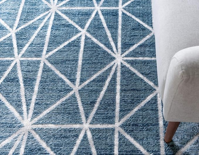 Rugs.com Lattice Trellis Collection Rug – 9' x 12' Blue Low-Pile Rug Perfect - Image 7