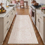 Pink Runner Rug 2x5 Hallway Machine Washable Kitchen Vintage Distressed Non - Image 5
