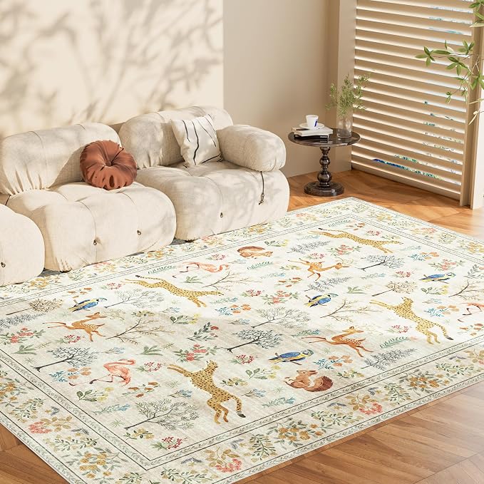 DUKINO 6x9 Rug, Washable Animal Living Room Rug - Image 8