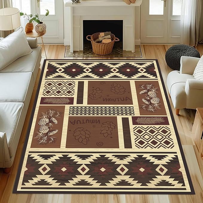 UNREASTO Western Area Rugs 3x5ft Vintage Country Southwestern Native Botanical - Image 2