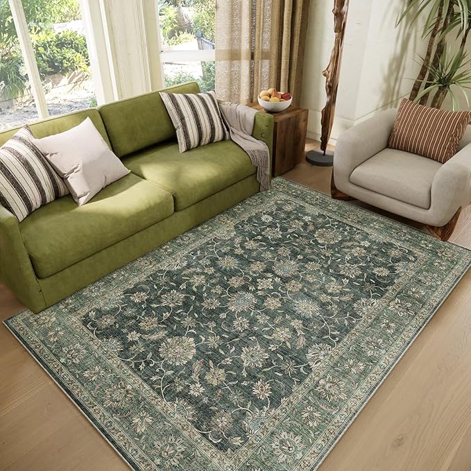 Washable 4x6 Rugs for Living Room, Boho Non-Slip Vintage Distress Small Rugs by Hedwior
