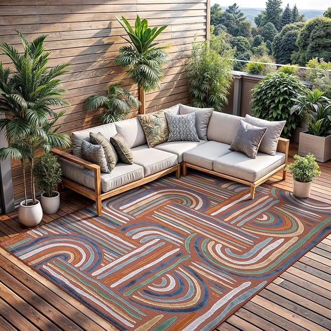 CAMILSON Indoor Outdoor Rug, Easy-Cleaning Non-Shedding Living Room, Garden and - Image 4
