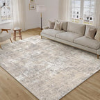 Machine Washable Area Rug 9x12 Beige Gray Large Living Room Indoor Accent Rug - Image 6