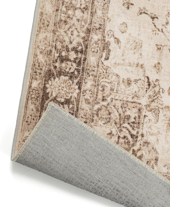 Brown 5x7 Area Rug Washable Vintage Living Room Carpet Non Slip Retro - Image 6