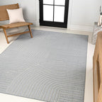 JONATHAN Y Hallie High-Low Curve Light Blue/Cream 8x10 Indoor/Outdoor Area Rug by JONATHANY