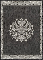 CAMILSON Outdoor Rug 6x9 Medallion Darkgray Modern Area Rugs - Image 2