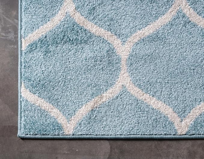 Rugs.com Lattice Frieze Collection Rug – 10' x 14' Light Blue Medium Rug Perfect - Image 7