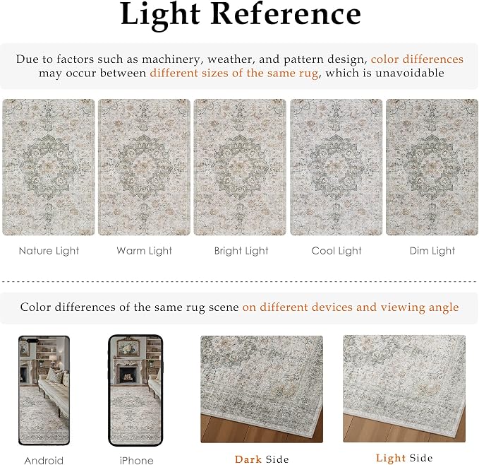 8x10 Washable Vintage Area Rug for Living Room Bedroom Soft Tranditional Non - Image 5