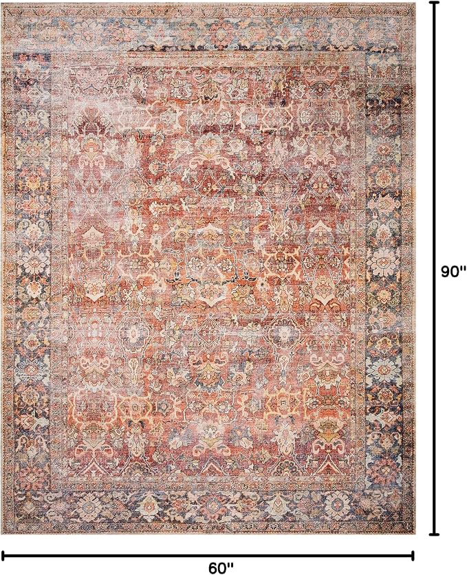 Loloi Layla Collection LAY-02 Spice/Marine 5'-0" x 7'-6" .13" Thick Area Rug - Image 2