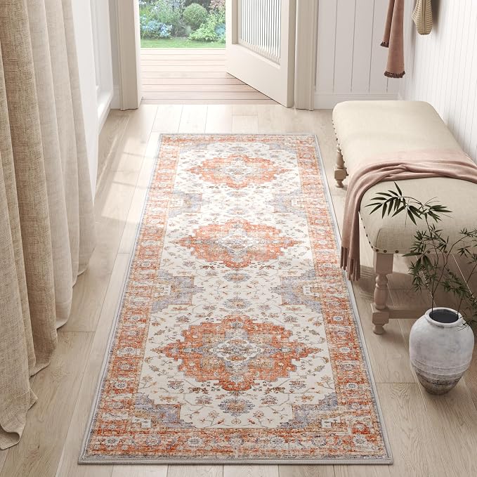 jinchan Runner Rug 2x6 Vintage Hallway Rug Boho Washable Runner Floral by JINCHAN