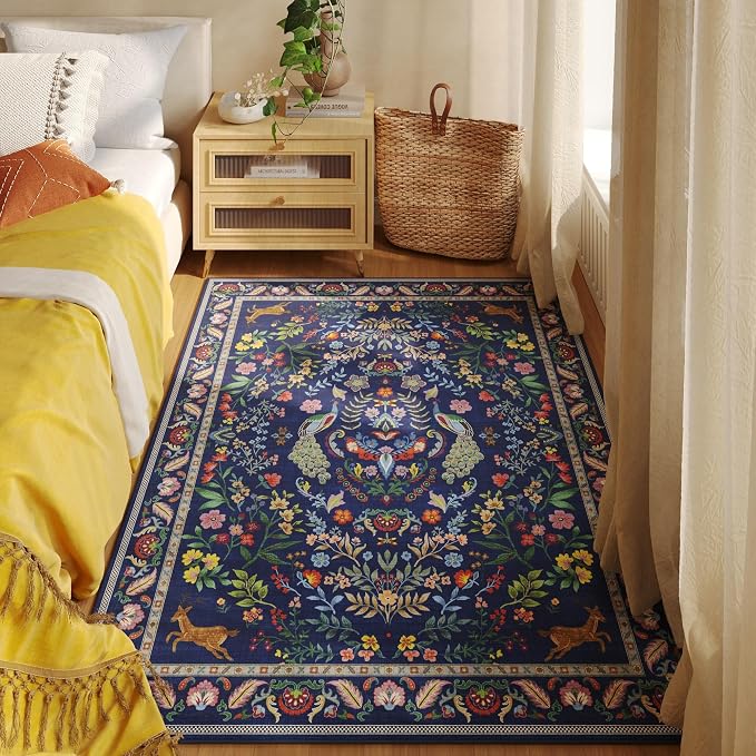 Rugcomf Area Rug 4x6 Rug Washable Rugs Floral Non Slip Low Pile Small Carpet - Image 4