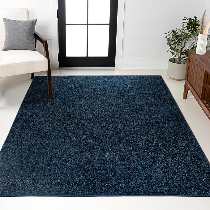 JONATHAN Y Haze Solid Low-Pile Navy Indoor Area Rug 6x9, Minimalist, by JONATHANY
