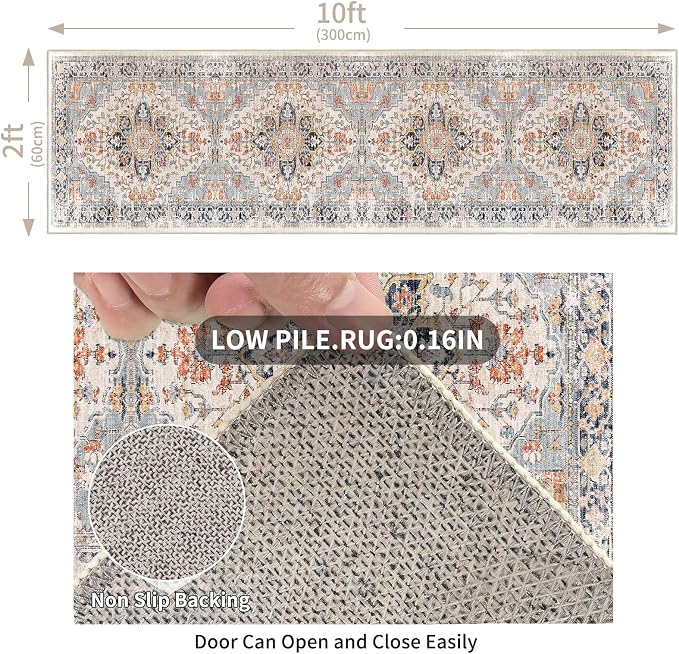 Enkor Runner Rugs for Hallway, 2x10 Washable Soft Non Slip Floor Rugs for - Image 2