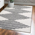 JONATHAN Y Elm Diamond Stripe Shag White/Gray Indoor Area Rug, Contemporary by JONATHANY