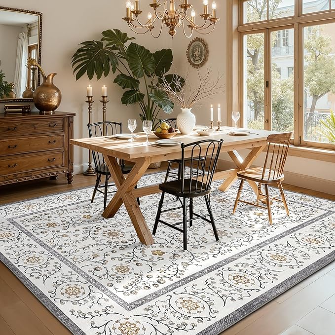 GarveeHome Boho 5x7 Area Rug for Bedroom, Floral Vintage Rugs for Living Room - Image 3