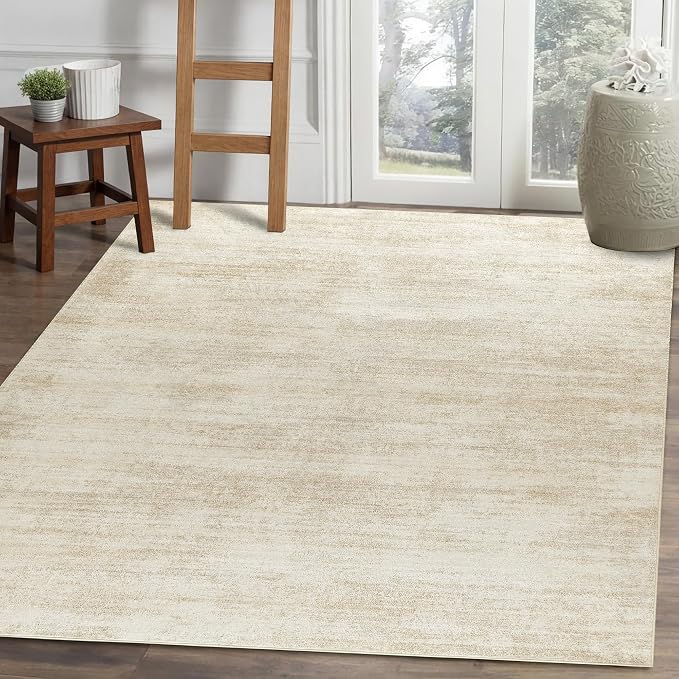 4x6 Rug for Entryway, Washable Non Slip Boho Neutral Abstract Modern Farmhouse by BILEEHOME